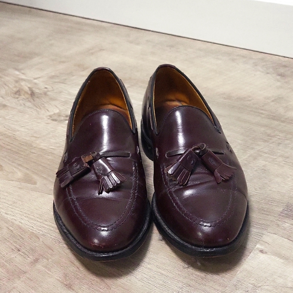 Brown Allen Edmonds Grayson loafers with tassels and leather threadedaround shoe